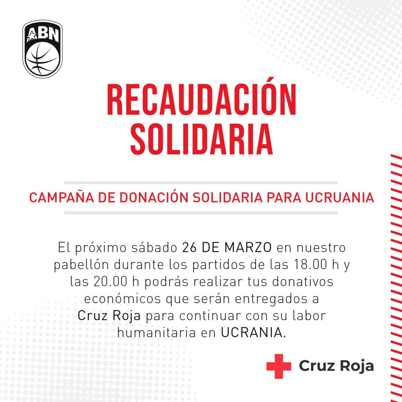 Recaudación solidaria con Cruz Roja para continuar con la ayuda humanitaria en Ucrania | ASOCIACION BALONCESTO NAJERILLA Recaudación solidaria con Cruz Roja para continuar con la ayuda humanitaria en Ucrania | ASOCIACION BALONCESTO NAJERILLA